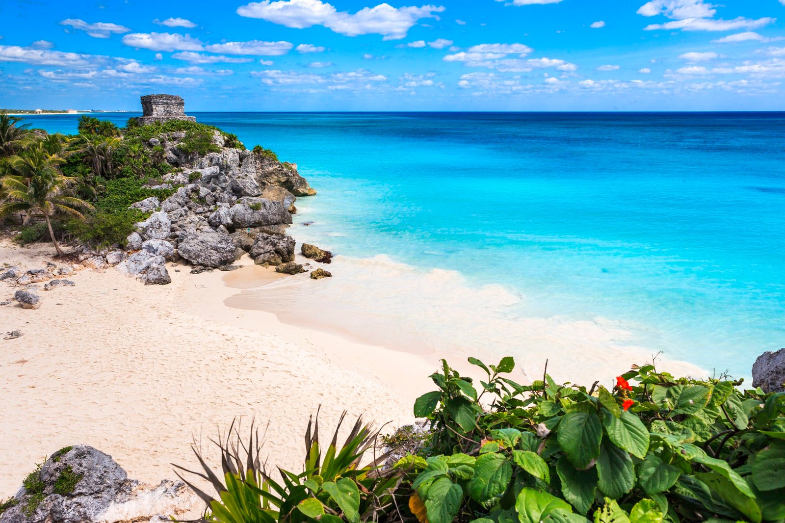 Tulum Ruins and Beach on Caribbean Sea, Riviera Maya, Mexico